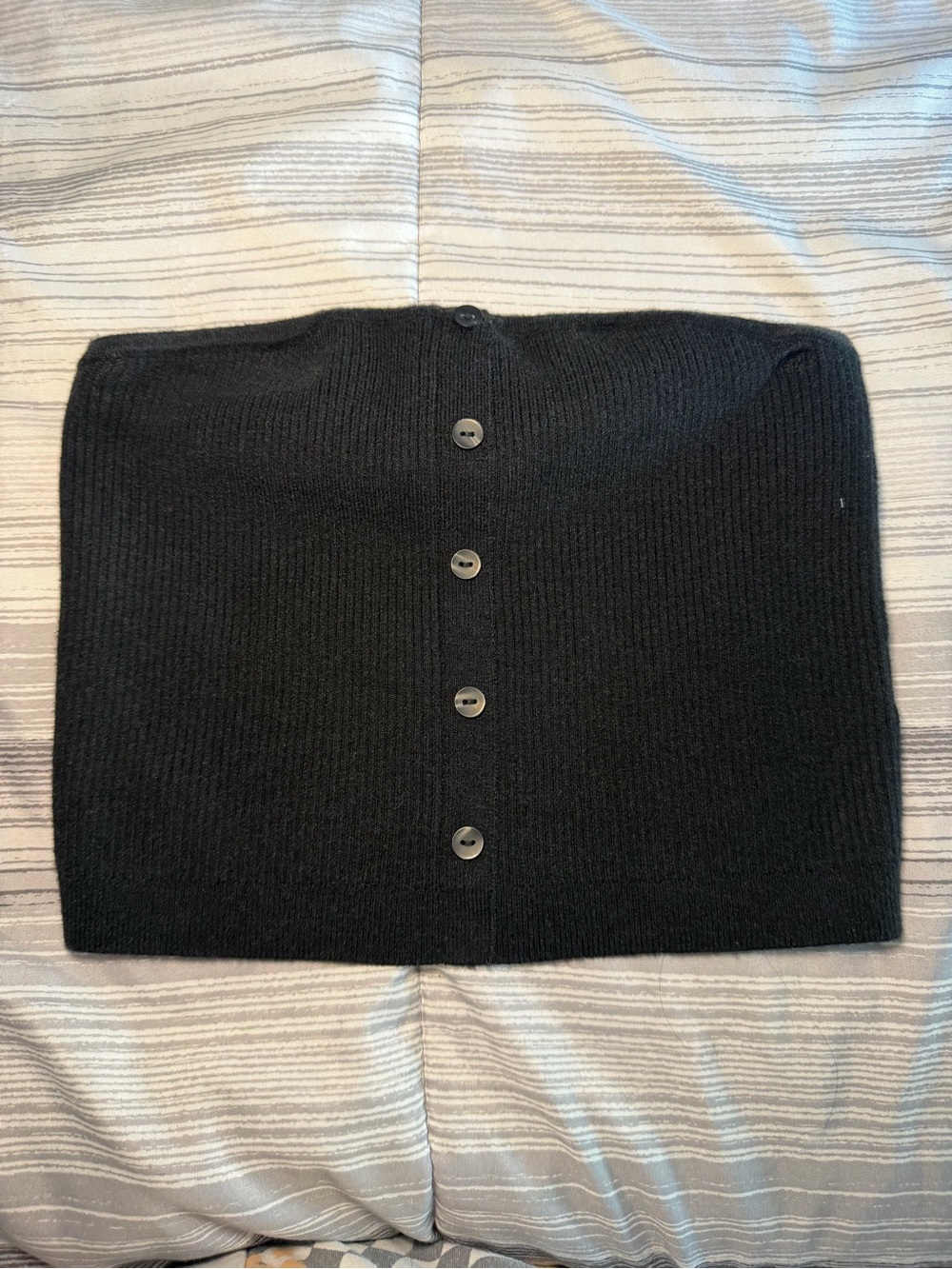 American Eagle Outfitters Black Button-Front Tube Top